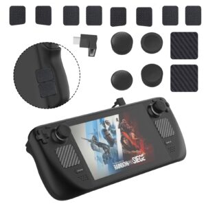 TGDPLUE Back Button Enhancement Set for Steam Deck/Steam Deck OLED/Legion Go 8.8,Kit with Touchpad Protect Skin,90 Degree Right Angle USB-C Male to USB-C Female Adapter,Thumb Grip Caps for Valve Deck