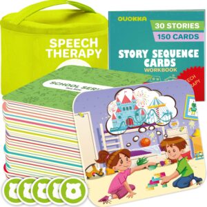 quokka sequence speech therapy toys for toddlers 3-4 - autism learning materials toys for kids 5-7 | create a story cards | sentence building | aba therapy | social skills | storytelling picture game