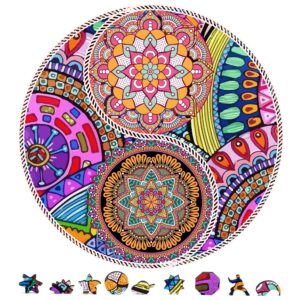 zenchalet - yin yang flower 200 piece puzzles for adults - premium jigsaw wooden puzzle for adults, surprise your friends or family with a unique gift - brain teaser puzzle