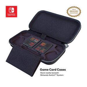 Game Traveler Nintendo Switch Deluxe OLED Case - Also for Switch & Switch Lite, Blue Ballistic Nylon, Viewing Stand & Bonus Game Cases, Deluxe Handle, Licensed by Nintendo, #1 Selling Case in USA