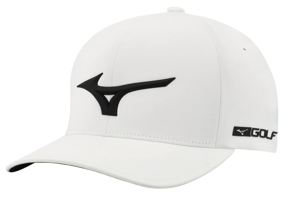 Mizuno Womens Tour Delta Fitted Hat, White/Black, Small-Medium US