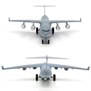 Diecast Metal Military Cargo Transport Airplane - 1:400 Scale Alloy Model Carrier Aircraft with Pullback Action, Lights and Sound