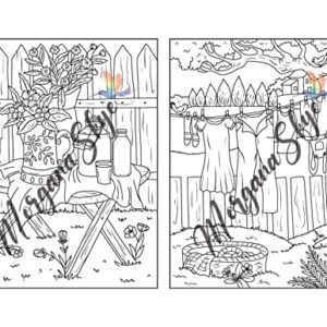 Farmhouse Coloring Book: Easy Countryside Designs with Cute Farm Animals, Beautiful Flowers and Relaxing Landscapes for Stress Relief and Relaxation