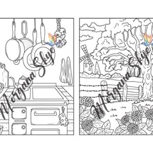 Farmhouse Coloring Book: Easy Countryside Designs with Cute Farm Animals, Beautiful Flowers and Relaxing Landscapes for Stress Relief and Relaxation