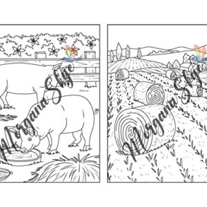 Farmhouse Coloring Book: Easy Countryside Designs with Cute Farm Animals, Beautiful Flowers and Relaxing Landscapes for Stress Relief and Relaxation