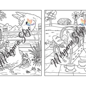 Farmhouse Coloring Book: Easy Countryside Designs with Cute Farm Animals, Beautiful Flowers and Relaxing Landscapes for Stress Relief and Relaxation