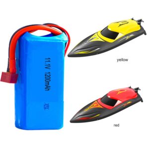 Replacement Parts 11.1V 1200mAh 3S Lipo Battery T-Plug Charger Apply in Brushless Remote Control Boats 35mph 30kmh (2Battery Plus Charger)