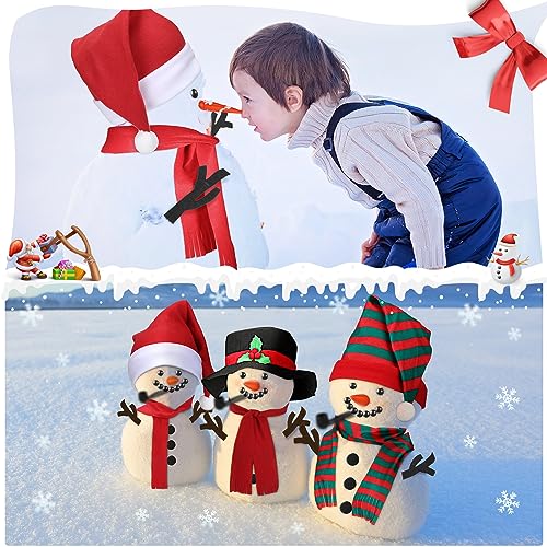 42 Pcs Snowman Decorating Making Kit Christmas Snowman Dress Up Set Winter Holiday Outdoor Kids Toys Xmas Decoration (Cute Style)