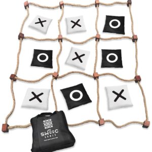 SWOOC Games - Giant Tic Tac Toe Outdoor Game | 3ft x 3ft | Instant Setup, No Assembly | Bean Bag Toss Outdoor Games for Kids 8-12 | Giant Yard Games for Adults | Giant Lawn Games | Backyard Games