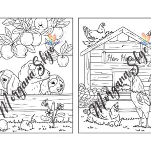 Farmhouse Coloring Book: Easy Countryside Designs with Cute Farm Animals, Beautiful Flowers and Relaxing Landscapes for Stress Relief and Relaxation