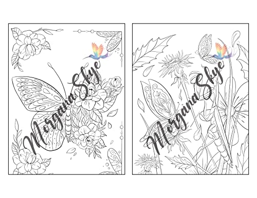 Butterflies Adult Coloring Book: Beautiful Butterfly Designs with Lovely Flowers, Cute Animals and Relaxing Nature Scenes for Stress Relief and Relaxation