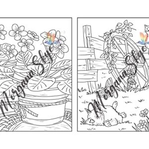 Farmhouse Coloring Book: Easy Countryside Designs with Cute Farm Animals, Beautiful Flowers and Relaxing Landscapes for Stress Relief and Relaxation