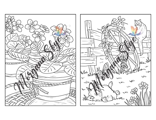 Farmhouse Coloring Book: Easy Countryside Designs with Cute Farm Animals, Beautiful Flowers and Relaxing Landscapes for Stress Relief and Relaxation