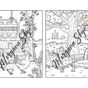 Farmhouse Coloring Book: Easy Countryside Designs with Cute Farm Animals, Beautiful Flowers and Relaxing Landscapes for Stress Relief and Relaxation