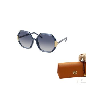 Tory Burch TY9072U 19044L 58MM Transparent Navy/Navy/Grey Blue Gradient Square Sunglasses for Women + BUNDLE With Designer iWear Eyewear Kit