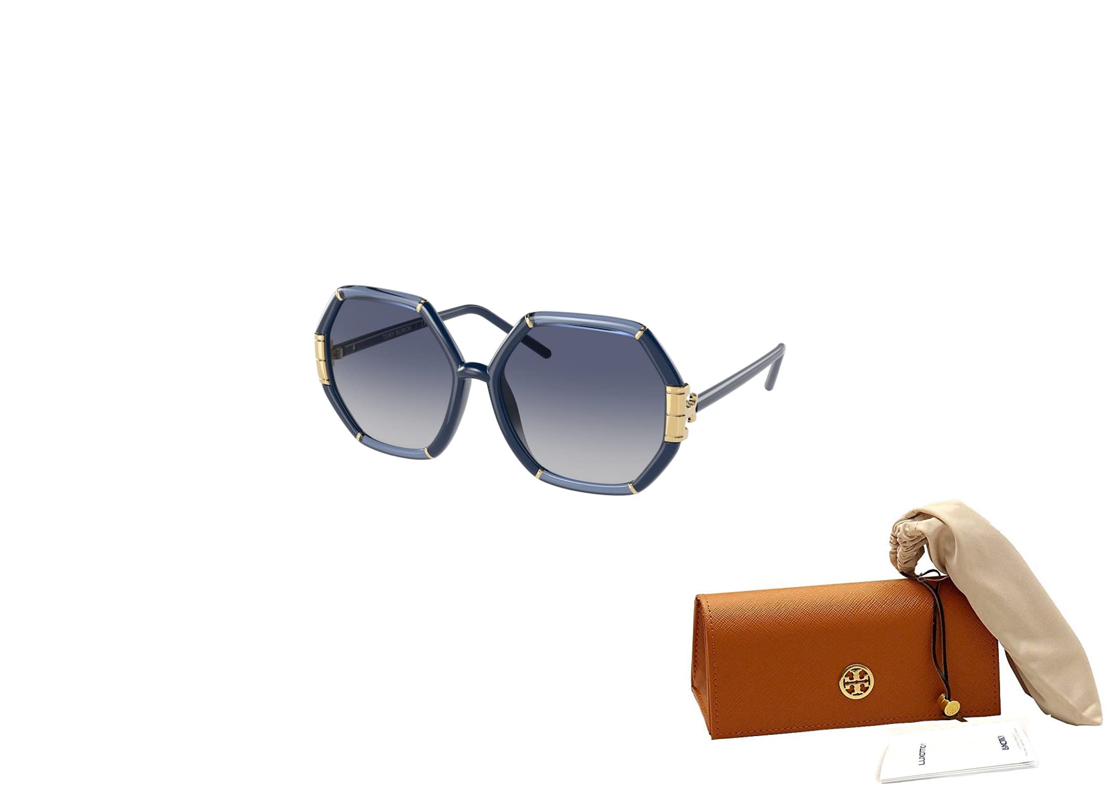 Tory Burch TY9072U 19044L 58MM Transparent Navy/Navy/Grey Blue Gradient Square Sunglasses for Women + BUNDLE With Designer iWear Eyewear Kit