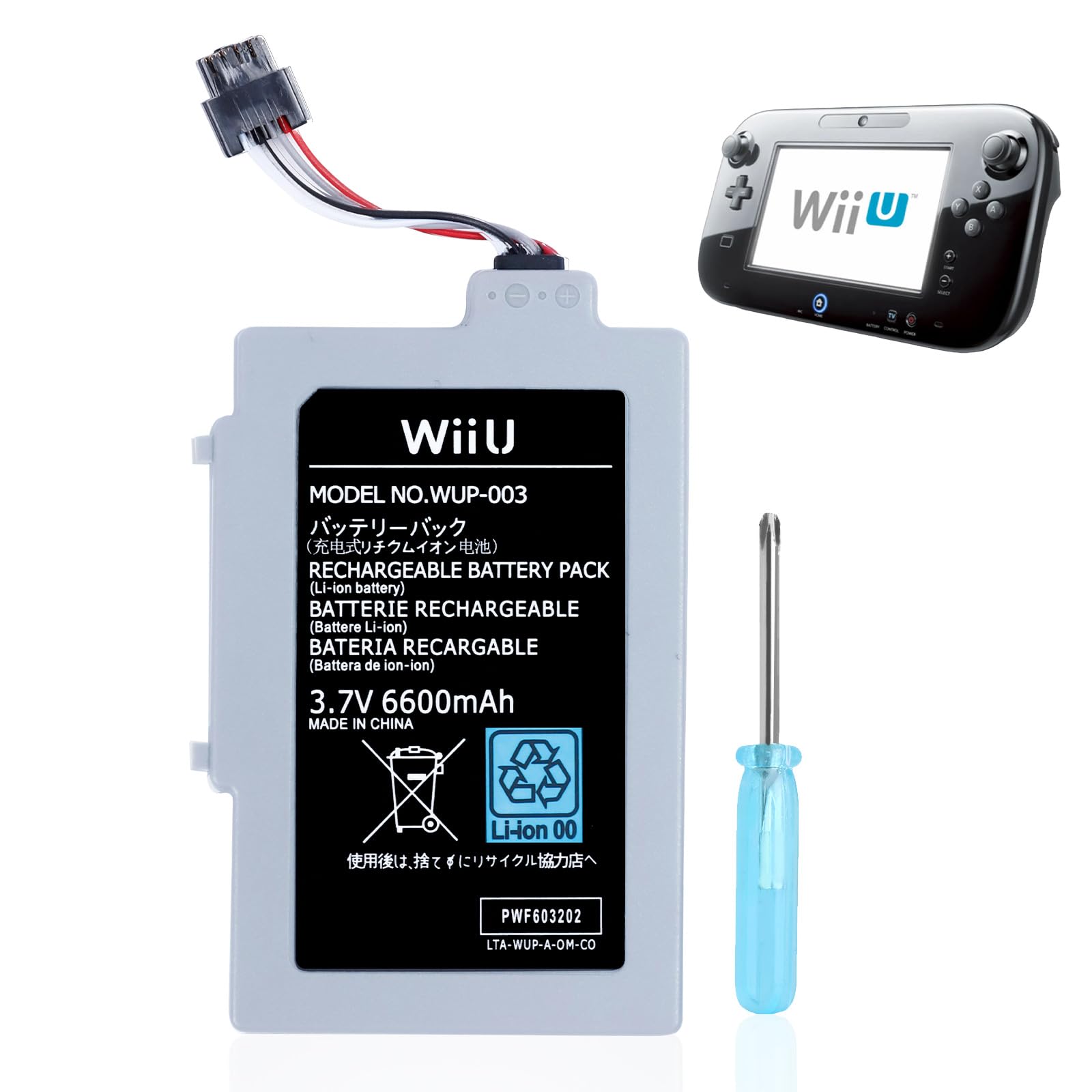 UCEC 6600mAh Wii U Gamepad Battery Replacement Rechargeable Battery Pack Wii Accessories for Nintendo Wii U Gamepad WUP-010, WUP-012