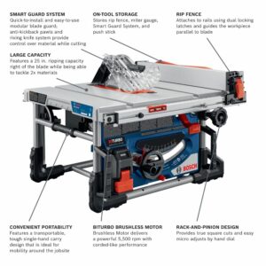 BOSCH GTS18V-08N14 PROFACTOR™ 18V 8-1/4 In. Portable Table Saw Kit with (1) CORE18V® 8 Ah High Power Battery