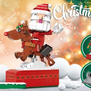 MISINI 18019 Santa Claus Snow Reindeer Music Box Building Kit,442 Pieces MOC Christmas Themed Building Blocks Toys, Creative for Adults and Kids, Compatible with Lego