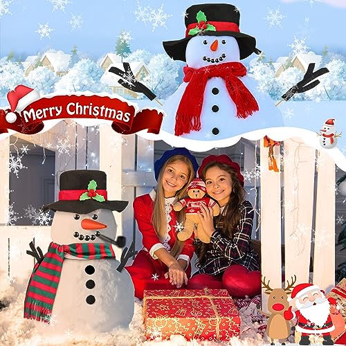 42 Pcs Snowman Decorating Making Kit Christmas Snowman Dress Up Set Winter Holiday Outdoor Kids Toys Xmas Decoration (Cute Style)