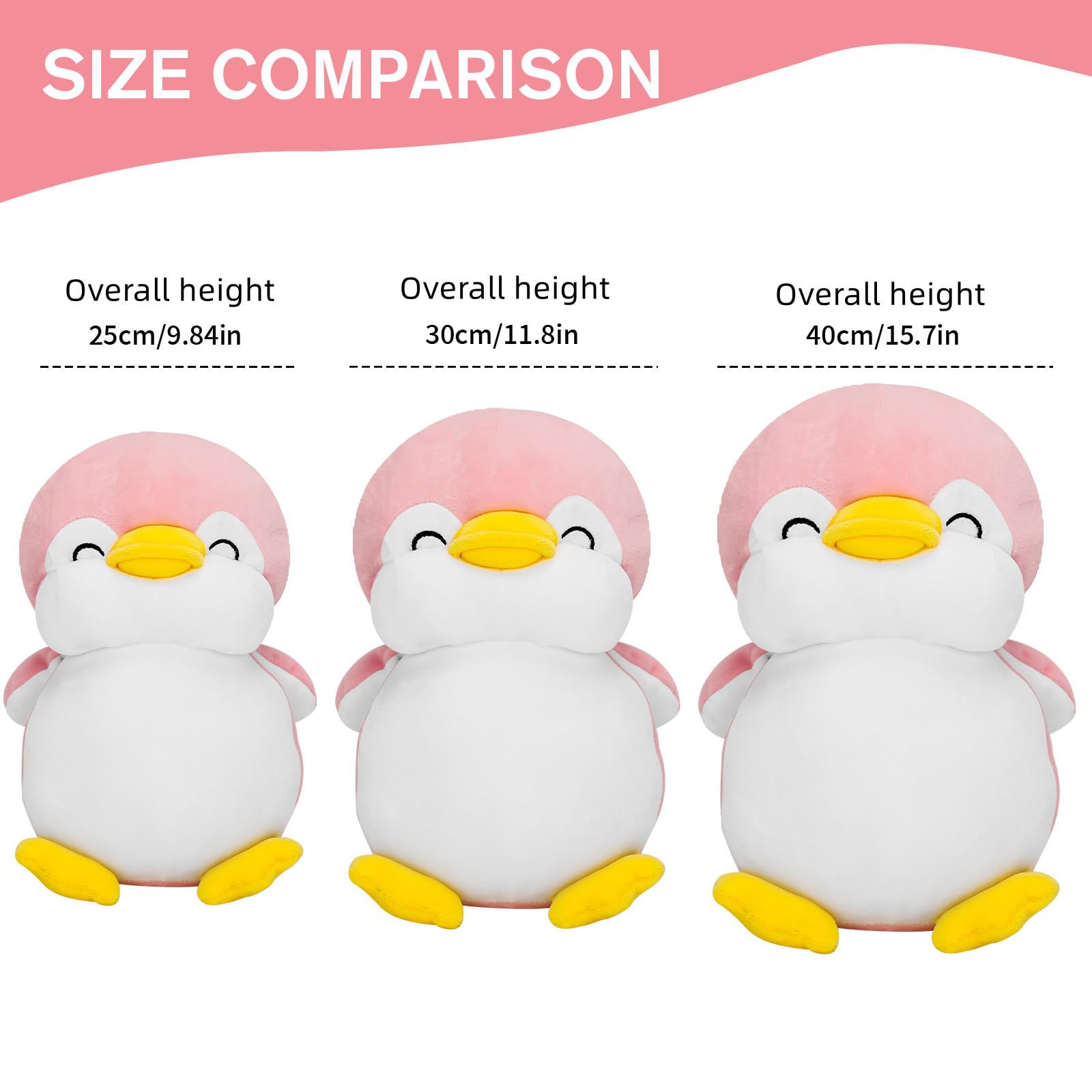 SEENEEY Plushies Penguin Stuffed Animal Toys,Fat Penguin Plush Doll Boy Girl Girlfriend Valentine's Day Gift Cute Pillow (Pink,11.8in)