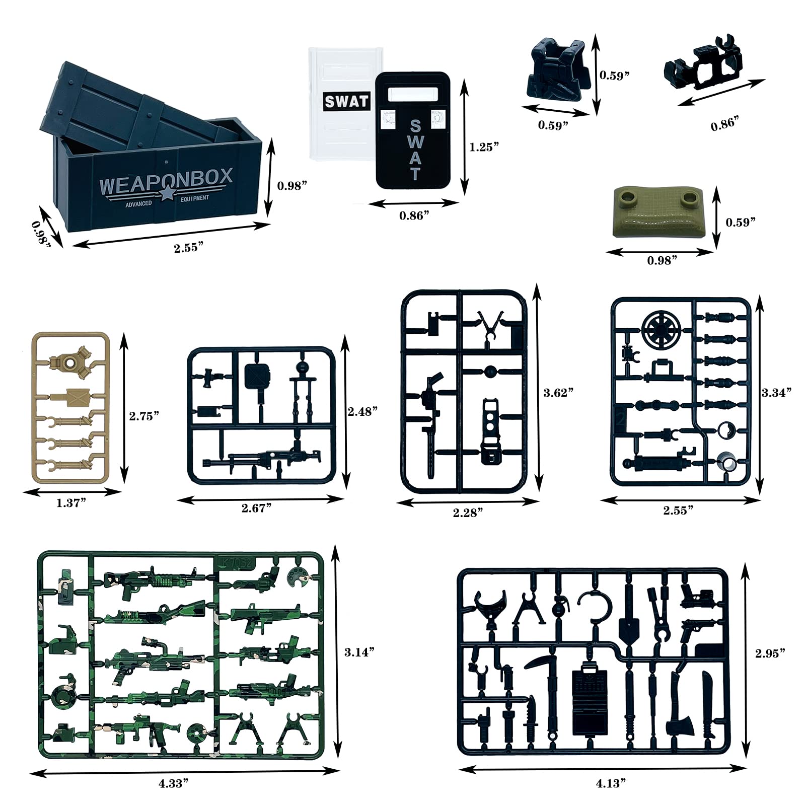 Weapons Pack Military Army WW2 Toys for Mini Soldier Figures Machine Guns Set for Boys Battle Building Blocks Bricks Tight fit Major Brand