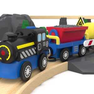 Train Accessories Battery Operated Locomotive Train, Engineering Train Fits All Train Set for Toddlers, Engine Powerful Train Toys for Wooden Railway System, Train for Kids