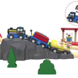 Train Accessories Battery Operated Locomotive Train, Engineering Train Fits All Train Set for Toddlers, Engine Powerful Train Toys for Wooden Railway System, Train for Kids