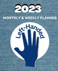 left handed 2023 planner : organize and plan your monthly and weekly activities | calendar with planning pages on the left and puzzles / notes on the right (hebrew edition)