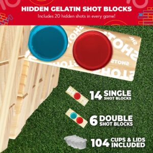 SWOOC Games - Giant Tower Party Game with Hidden Jello Shots - Includes Disposable Cups, Lids & Carrying Case - Stacks up to 5ft - Tipsy Topple Game for Adults - Giant Outdoor Games - Jumbo Bar Games