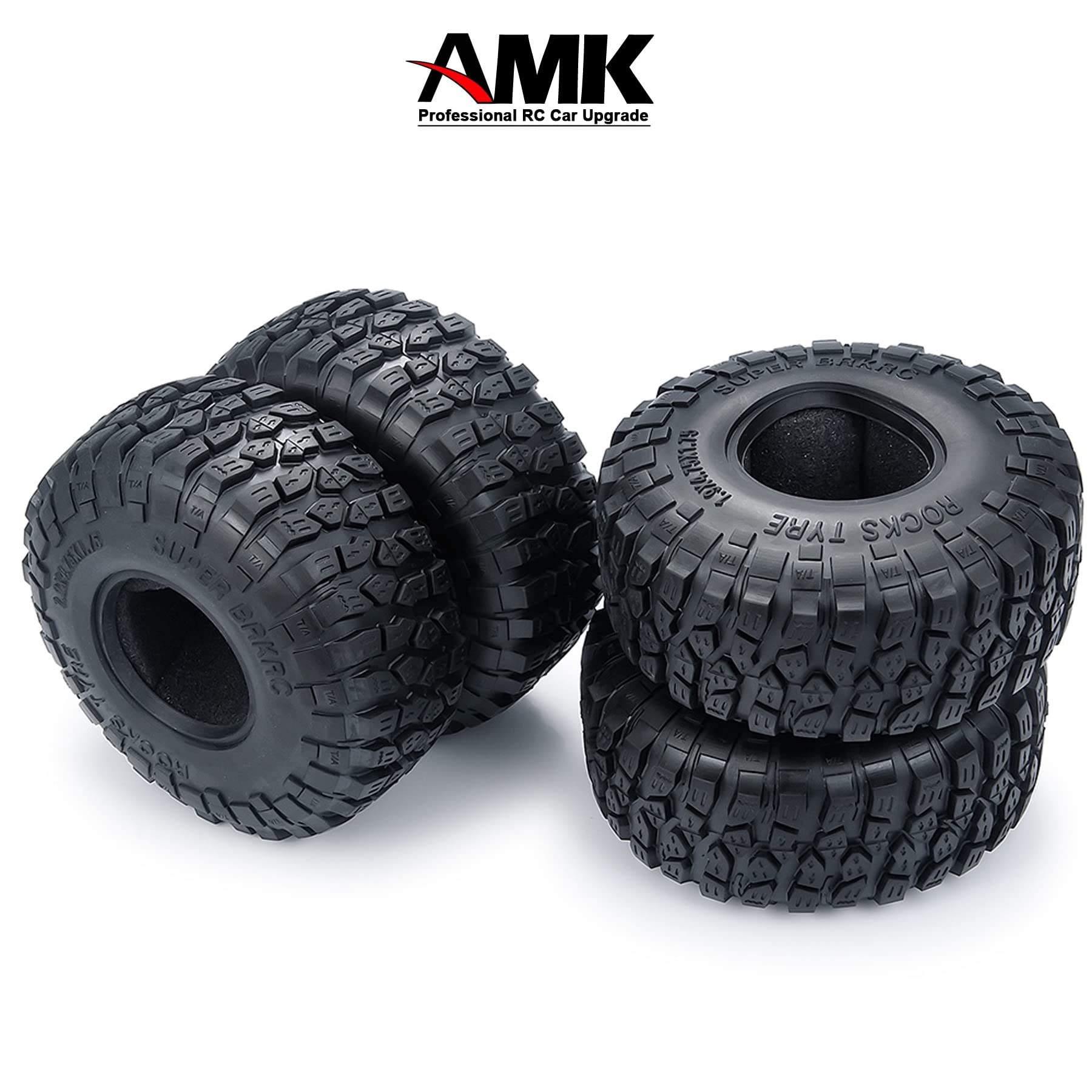 4pcs RC Crawler Tyre 1.9inch Rubber Tyres with Foam Inserts 52x120mm for 1/10 RC Crawler Car A-xial Wraith 90018 90048 RR10 SCX10 D90 T-raxxas TRX4 Wheel Tires