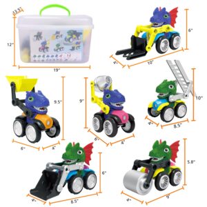 ALLROAD Dinosaur Magnetic Toy Cars Set Magnetic Building Dino Cars Magnetic Toy Vehicles Cars, Colorful Dinosaur Trucks Montessori STEM Toy for Developing Skills Games Gift for Boys Girls