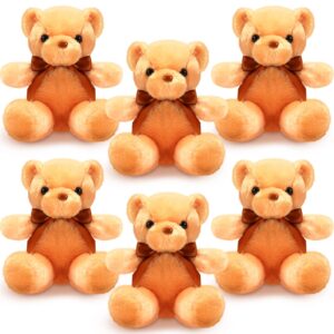 HyDren 6 Pcs Bears Bulk Stuffed Animal Small Bears Baby Shower Bears Plush Toys Employee Appreciation Easter Graduation Gifts(Brown, Short Plush)