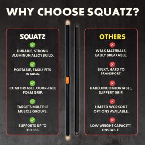 SQUATZ Resistance Bar For Apollo Board - Adjustable and Detachable Resistance Rod for Full Body Workout, Easy to Use and Disassemble, Heavy Duty, Use with Apollo Fitness Board