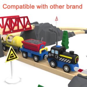 Train Accessories Battery Operated Locomotive Train, Engineering Train Fits All Train Set for Toddlers, Engine Powerful Train Toys for Wooden Railway System, Train for Kids