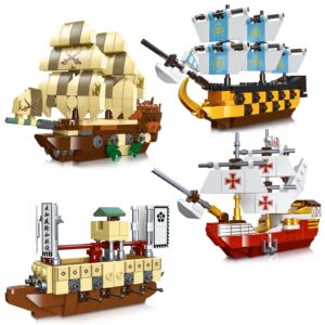 pirate ship building blocks toy set , hms victory , the flying dutchman , santa maria , warring states ships , creative boat themed birthday gifts for boys , girls and kids ages 6+ (664 pieces)