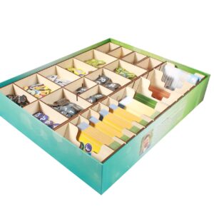 The Broken Token Ark Nova Compatible Game Organizer - Wood Storage Box with Multiple Trays for Cards, Bids, Players & More - Unofficial Wooden Game Organizer