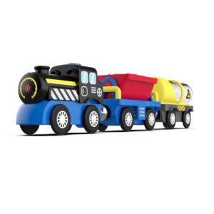 Train Accessories Battery Operated Locomotive Train, Engineering Train Fits All Train Set for Toddlers, Engine Powerful Train Toys for Wooden Railway System, Train for Kids