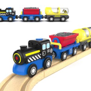 Train Accessories Battery Operated Locomotive Train, Engineering Train Fits All Train Set for Toddlers, Engine Powerful Train Toys for Wooden Railway System, Train for Kids