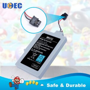 UCEC 6600mAh Wii U Gamepad Battery Replacement Rechargeable Battery Pack Wii Accessories for Nintendo Wii U Gamepad WUP-010, WUP-012