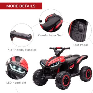 Aosom 12V Kids ATV Quad Car with Forward & Backward Function, Four Wheeler for Kids with Wear-Resistant Wheels, Music, Electric Ride-on ATV for Toddlers Ages 3+ Years Old, Red