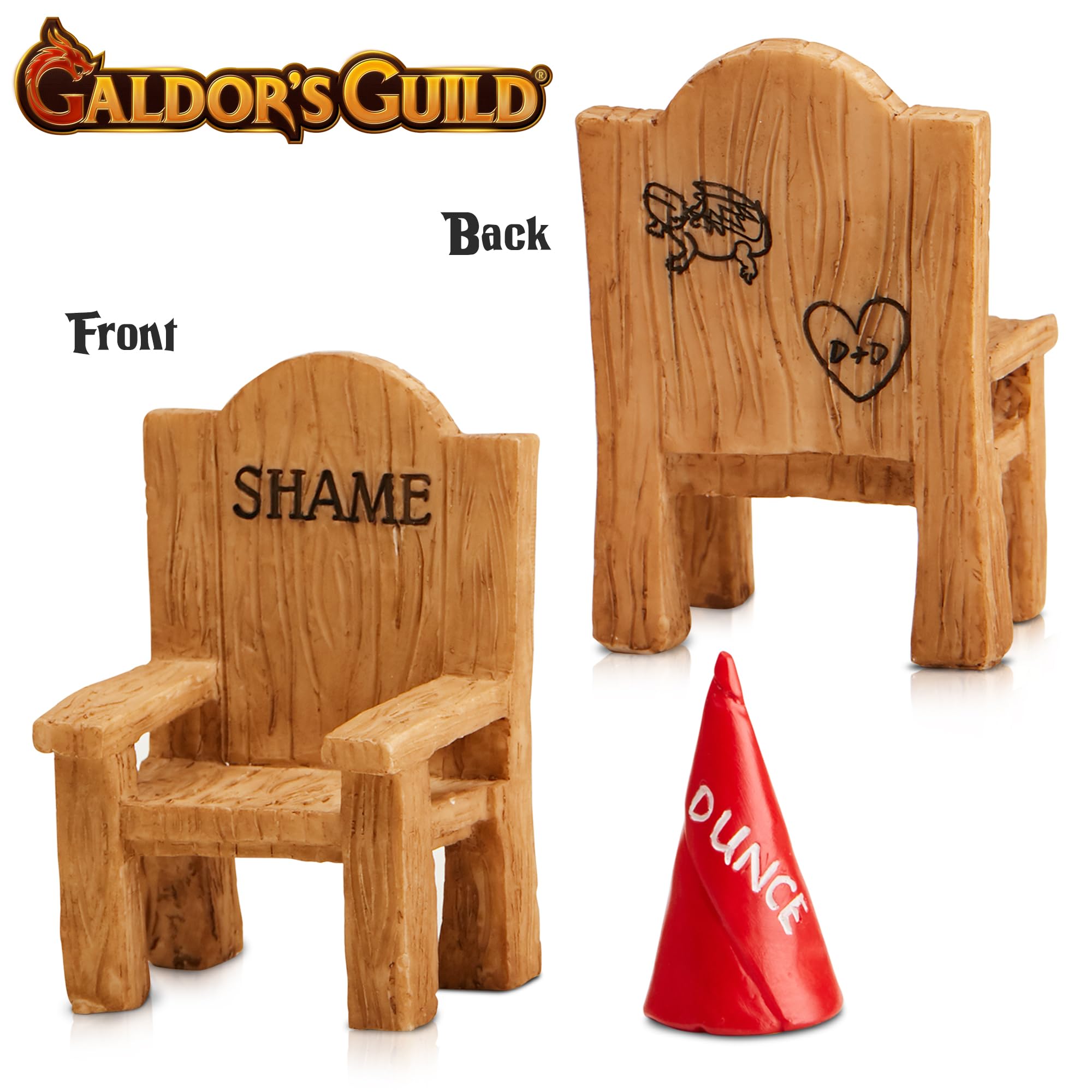 DND Dice Jail | Chair of Shame & Dunce Hat | Free Mystery Die | Great Accessories or Gift for Game Masters & Players in Your Party | Compatible with Dungeons & Dragons Tables | Fits Die Size D4-D20