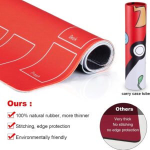 Biouai Playmat for Card Gameplay - Play Mat with Tube for 2 Player Trainer Game Playing（Red）