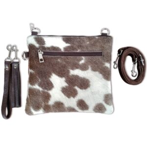 Cowhide Purse Crossbody Handbag Clutch Tricolor Brown Cow Hide Hair on Calf Hide Leather Fur | Women Cowhide Crossbody Purse Bag