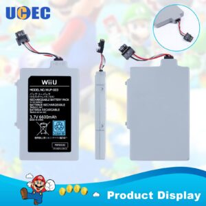 UCEC 6600mAh Wii U Gamepad Battery Replacement Rechargeable Battery Pack Wii Accessories for Nintendo Wii U Gamepad WUP-010, WUP-012