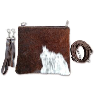 Cowhide Purse Crossbody Handbag Clutch Tricolor Brown Cow Hide Hair on Calf Hide Leather Fur | Women Cowhide Crossbody Purse Bag