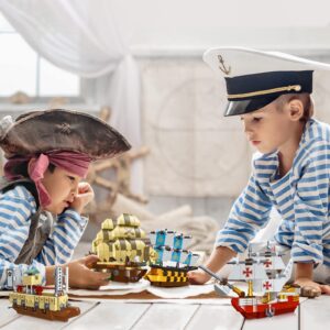 Pirate Ship Building Blocks Toy Set , HMS Victory , The Flying Dutchman , Santa Maria , Warring States Ships , Creative Boat Themed Birthday Gifts for Boys , Girls and Kids Ages 6+ (664 Pieces)