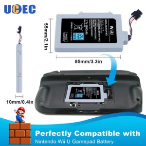 UCEC 6600mAh Wii U Gamepad Battery Replacement Rechargeable Battery Pack Wii Accessories for Nintendo Wii U Gamepad WUP-010, WUP-012