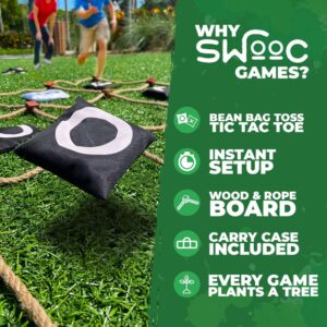 SWOOC Games - Giant Tic Tac Toe Outdoor Game | 3ft x 3ft | Instant Setup, No Assembly | Bean Bag Toss Outdoor Games for Kids 8-12 | Giant Yard Games for Adults | Giant Lawn Games | Backyard Games