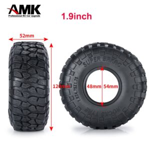 4pcs RC Crawler Tyre 1.9inch Rubber Tyres with Foam Inserts 52x120mm for 1/10 RC Crawler Car A-xial Wraith 90018 90048 RR10 SCX10 D90 T-raxxas TRX4 Wheel Tires